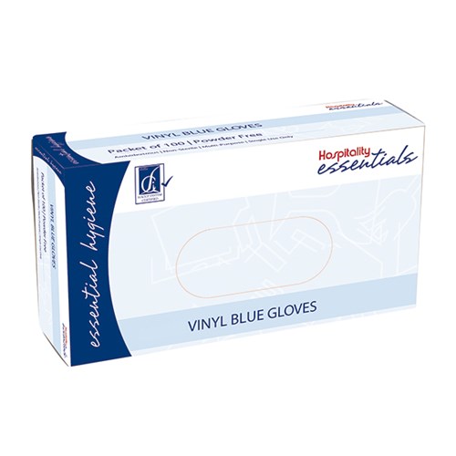 Essentials Collection [Powdered] Vinyl Gloves Blue Small